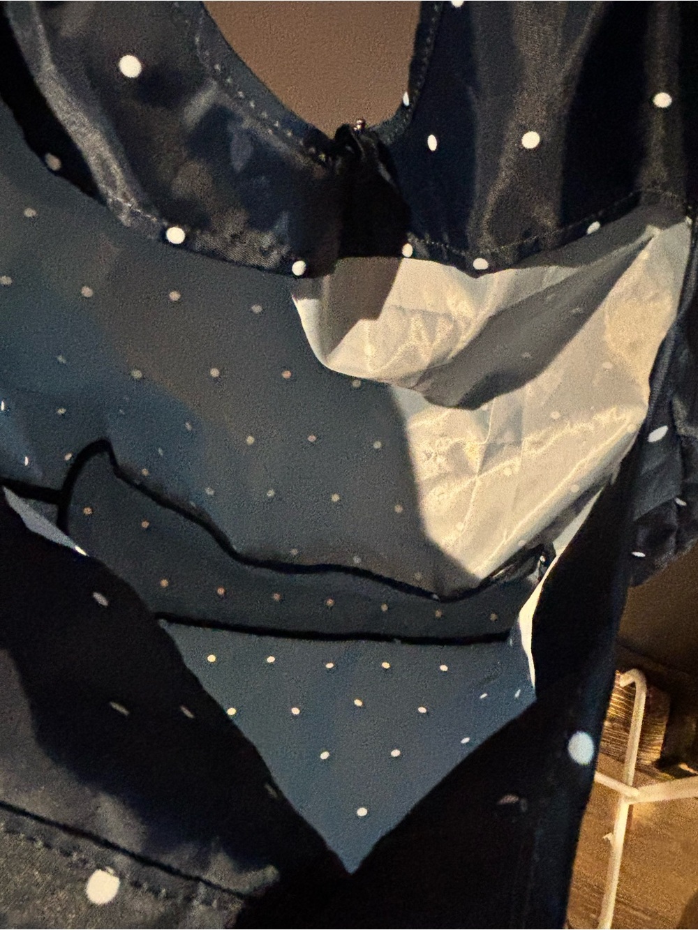 lug Navy with White Polka Dot nylon tote bag - Picture 4 of 5